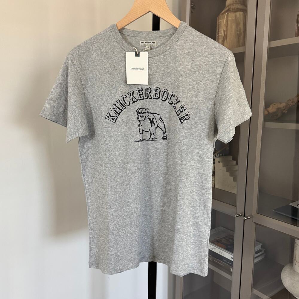 Knickerbocker New York Bulldog Gray Crew T-Shirt XS NWT Logo Short Sleeve Tee NY